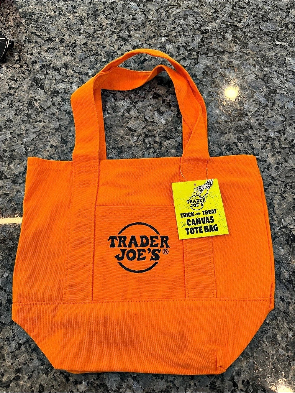 Trader Joe's Trick or Treat Canvas Tote Bag Orange Canvas Tote NWT